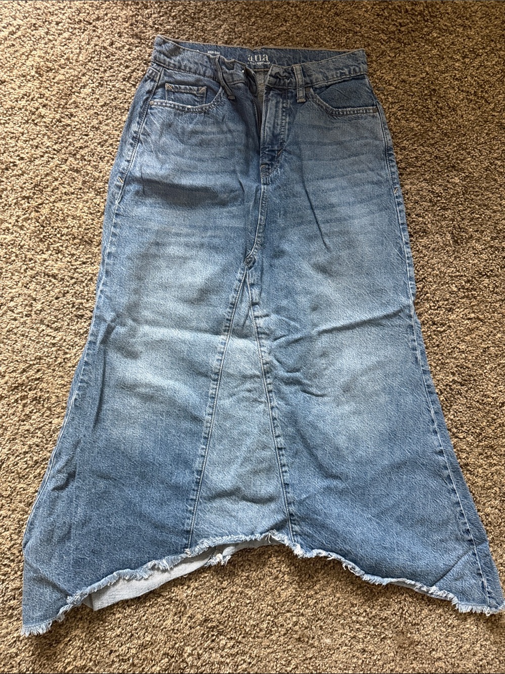 a.n.a Light Blue Denim A-Line Maxi Skirt